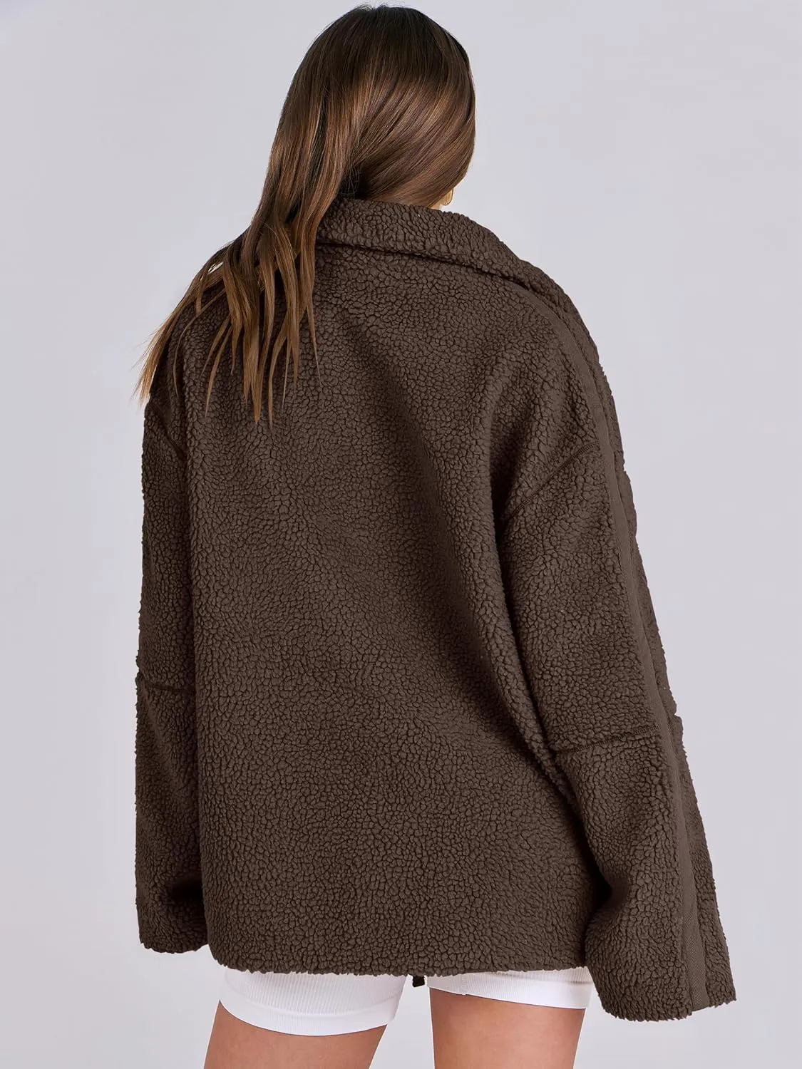 ANRABESS Womens Fleece Jacket Oversized Zip Up Sherpa Fuzzy Casual Coats Winter Fall Outerwear 2024 Clothes with Pockets