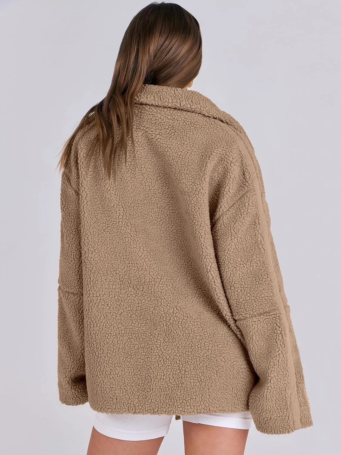 ANRABESS Womens Fleece Jacket Oversized Zip Up Sherpa Fuzzy Casual Coats Winter Fall Outerwear 2024 Clothes with Pockets