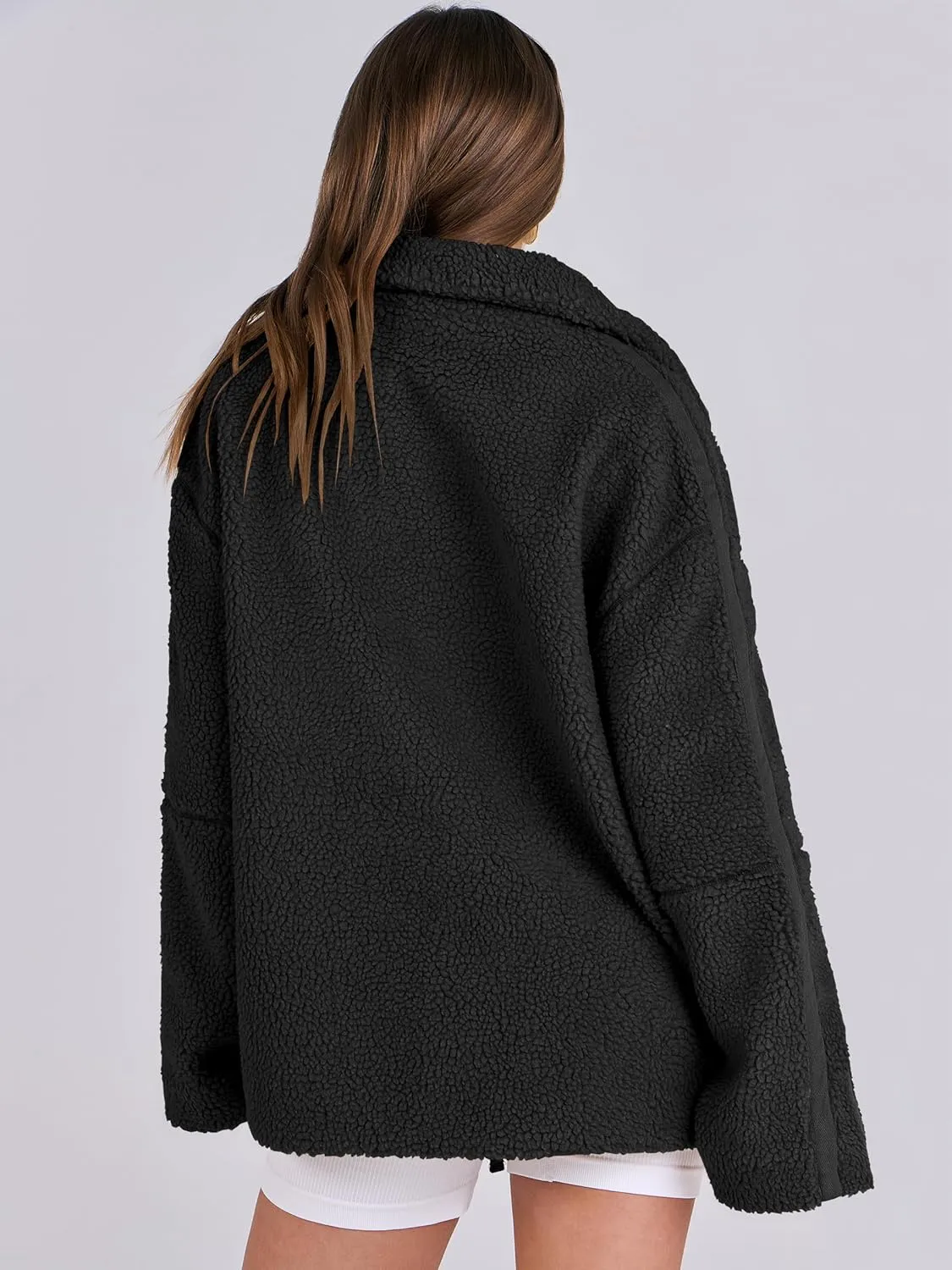 ANRABESS Womens Fleece Jacket Oversized Zip Up Sherpa Fuzzy Casual Coats Winter Fall Outerwear 2024 Clothes with Pockets