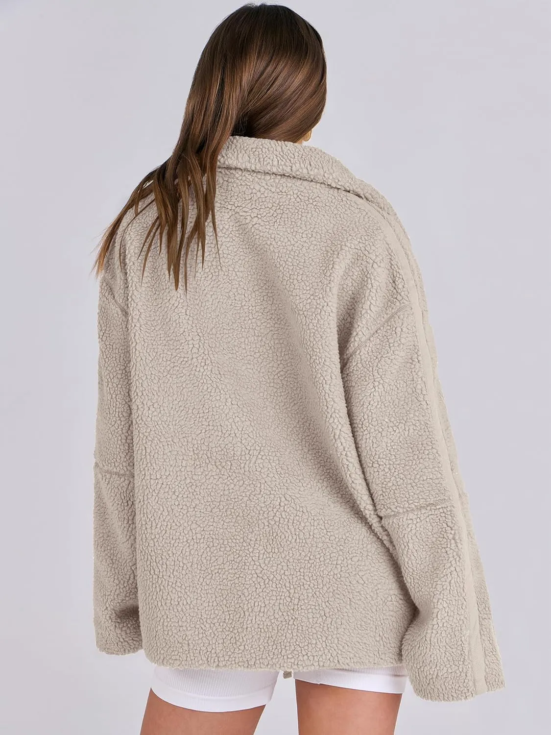 ANRABESS Womens Fleece Jacket Oversized Zip Up Sherpa Fuzzy Casual Coats Winter Fall Outerwear 2024 Clothes with Pockets