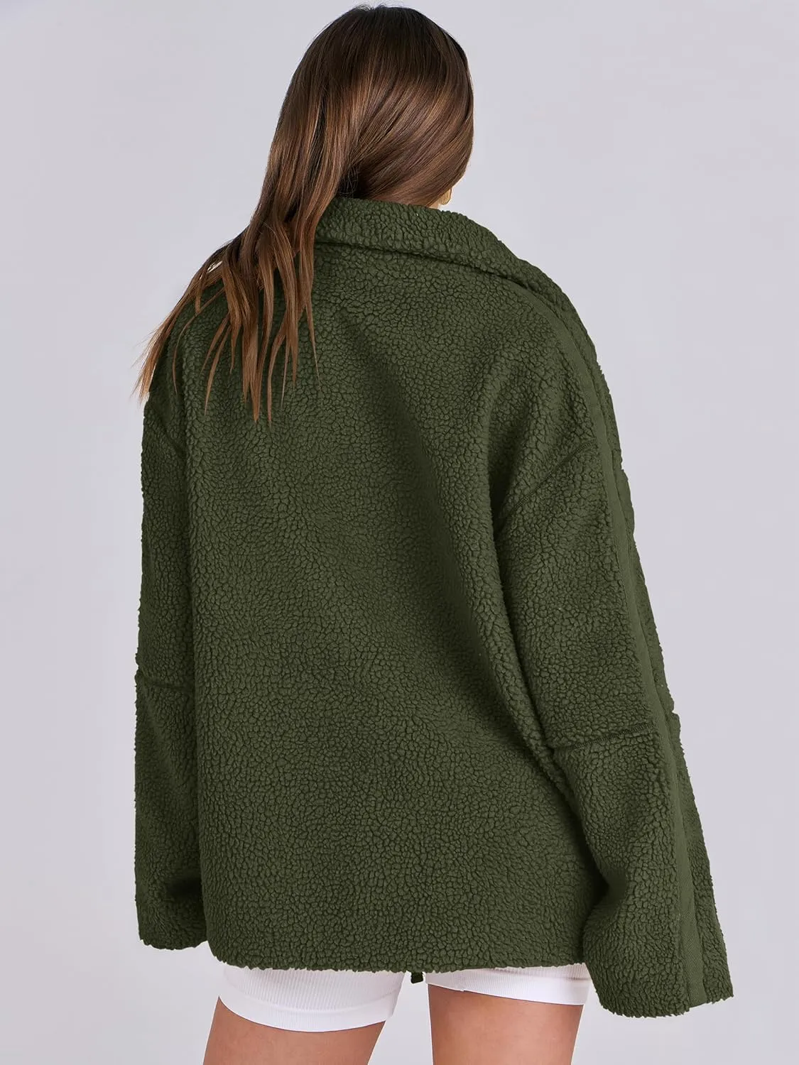 ANRABESS Womens Fleece Jacket Oversized Zip Up Sherpa Fuzzy Casual Coats Winter Fall Outerwear 2024 Clothes with Pockets
