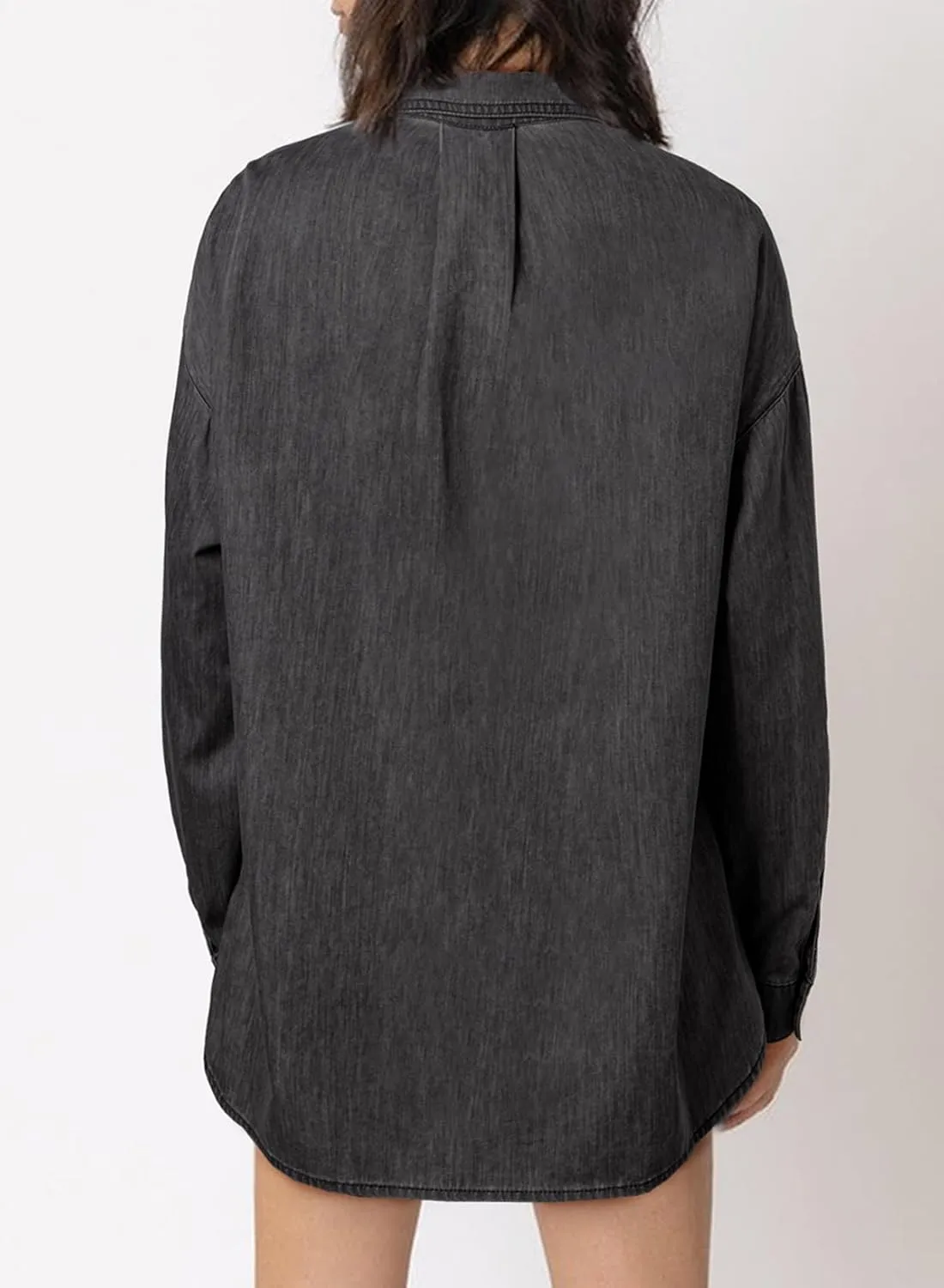 Astylish Women Denim Shirts Button Down Blouse V Neck Casual Tops