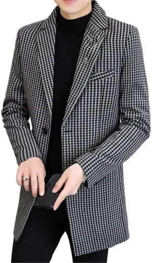 Autumn Winter Wool Blends Jacket Men Long Casual Business Trench Coat Streetwear Overcoat Social Windbreaker
