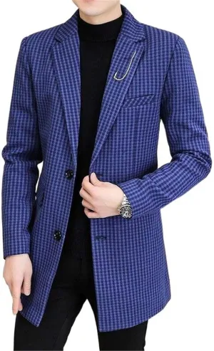 Autumn Winter Wool Blends Jacket Men Long Casual Business Trench Coat Streetwear Overcoat Social Windbreaker