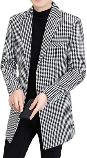 Autumn Winter Wool Blends Jacket Men Long Casual Business Trench Coat Streetwear Overcoat Social Windbreaker
