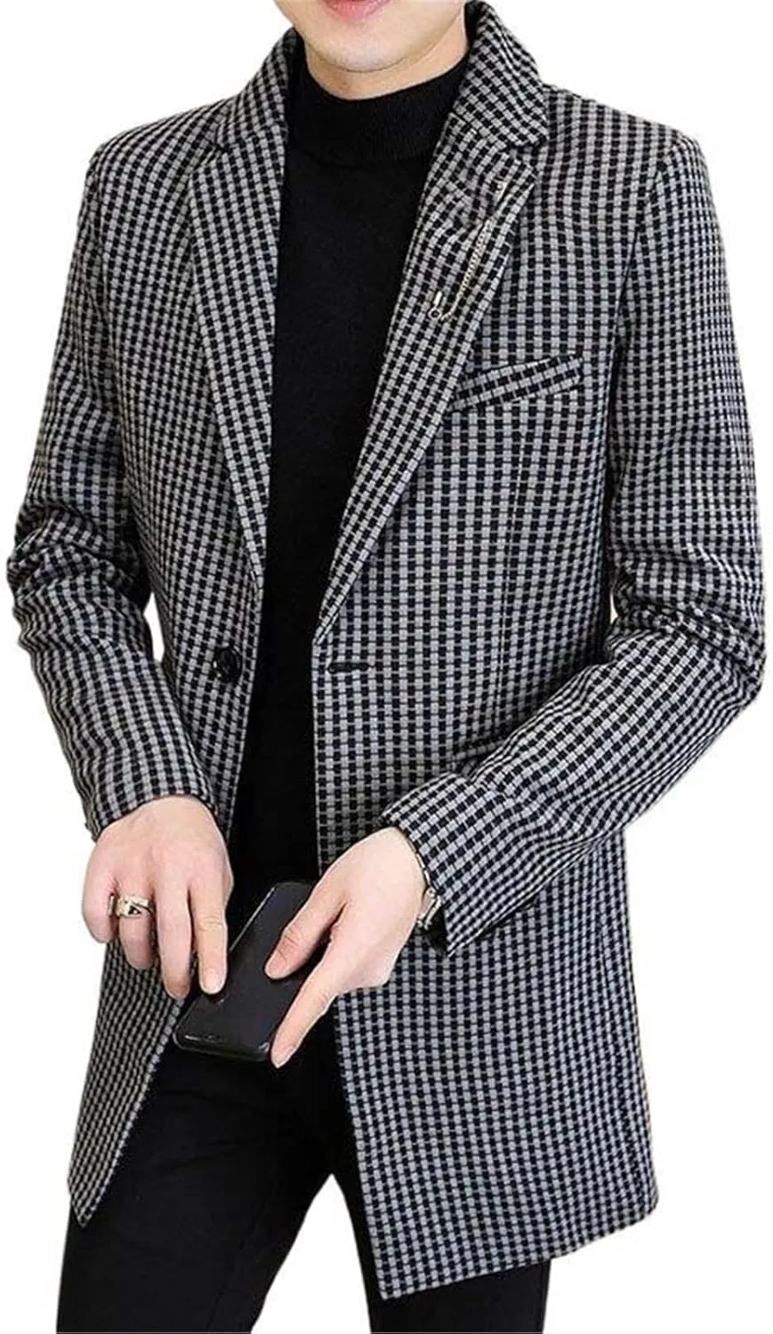 Autumn Winter Wool Blends Jacket Men Long Casual Business Trench Coat Streetwear Overcoat Social Windbreaker