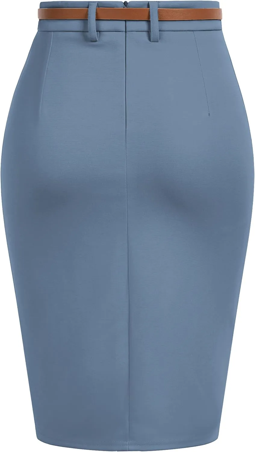 Belle Poque Women's Stretchy Pencil Skirts for Women Womens High Waist Midi Skirt Bodycon Pencil Skirts Vintage with Belt