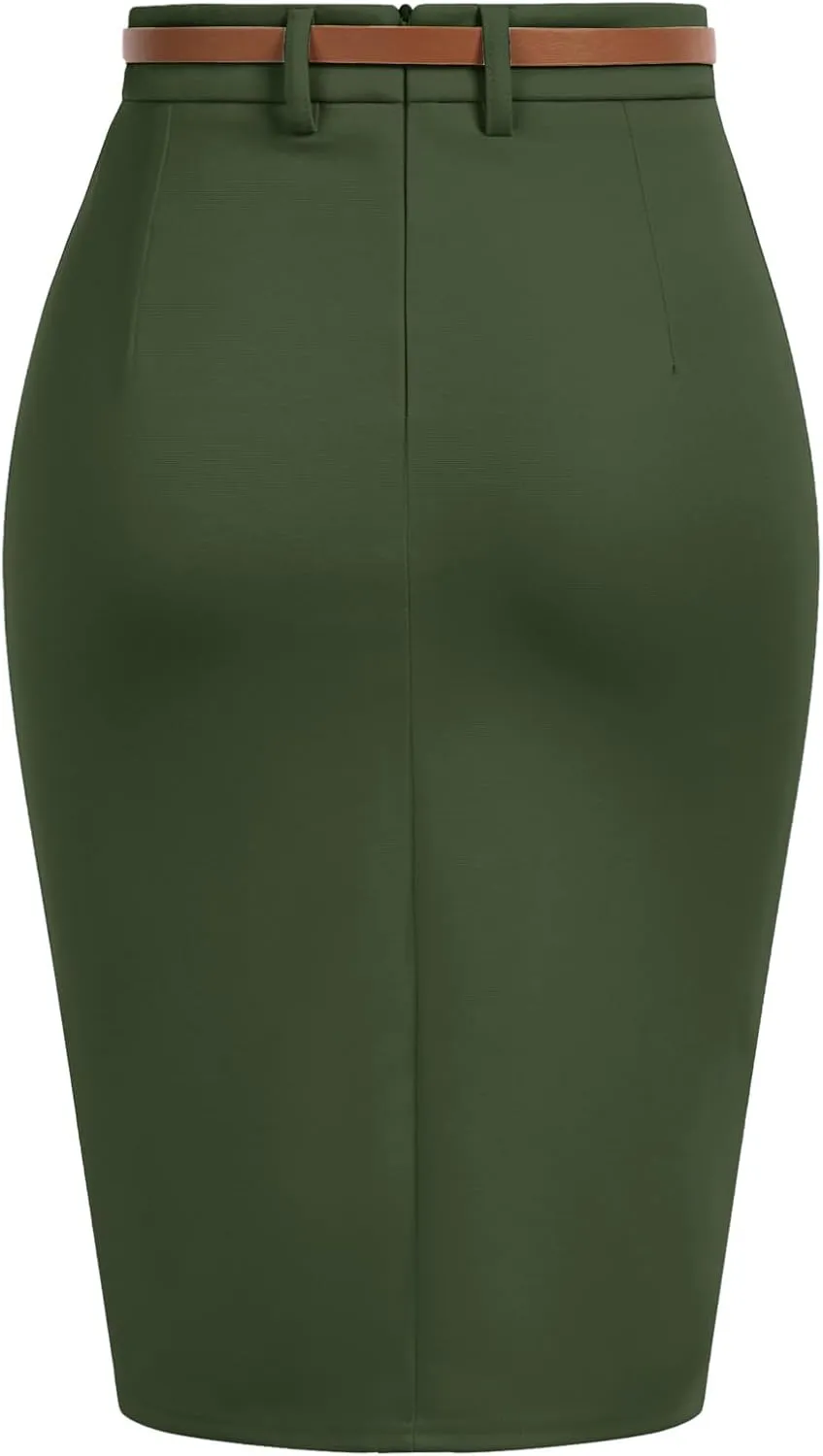 Belle Poque Women's Stretchy Pencil Skirts for Women Womens High Waist Midi Skirt Bodycon Pencil Skirts Vintage with Belt