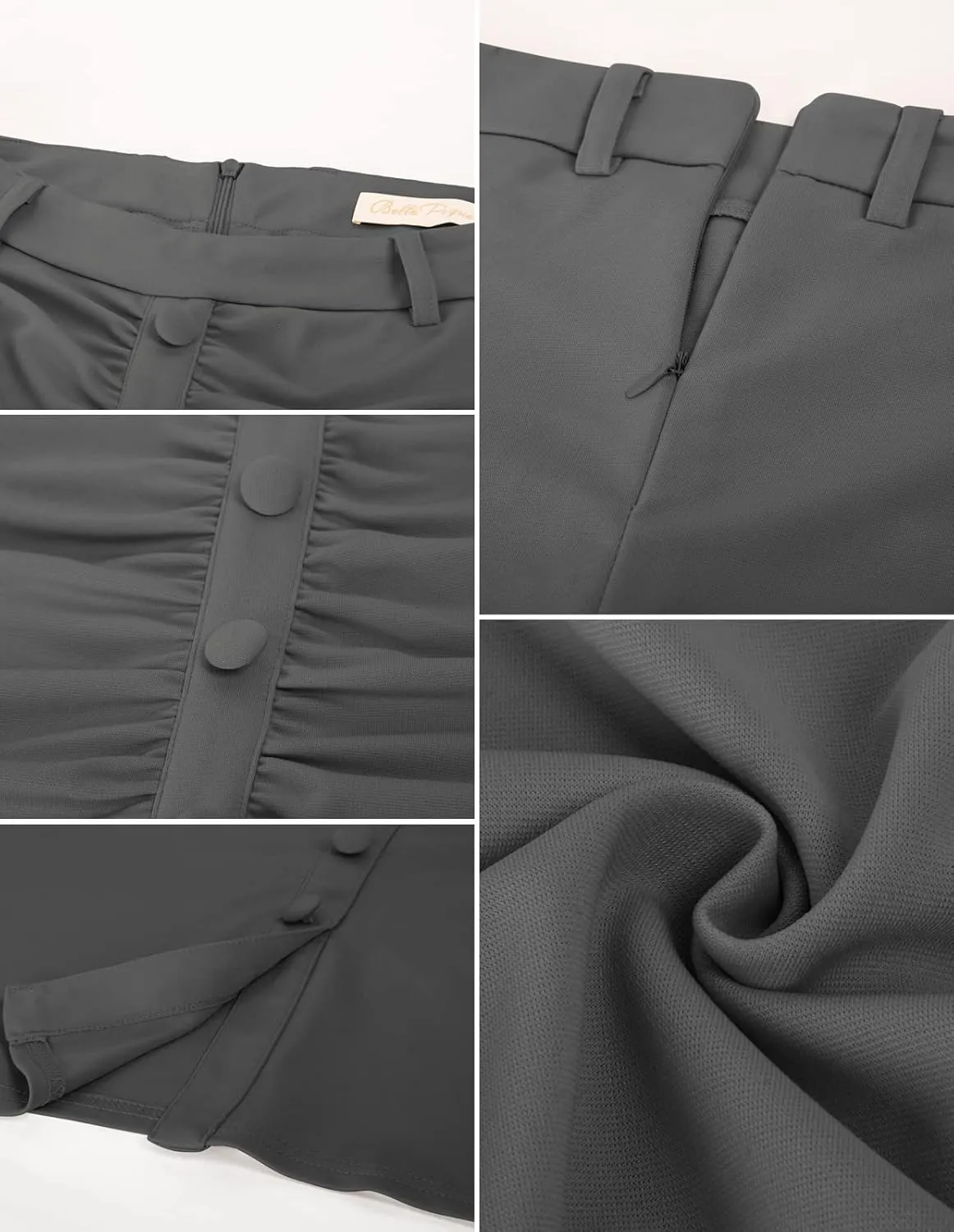 Belle Poque Women's Stretchy Pencil Skirts for Women Womens High Waist Midi Skirt Bodycon Pencil Skirts Vintage with Belt
