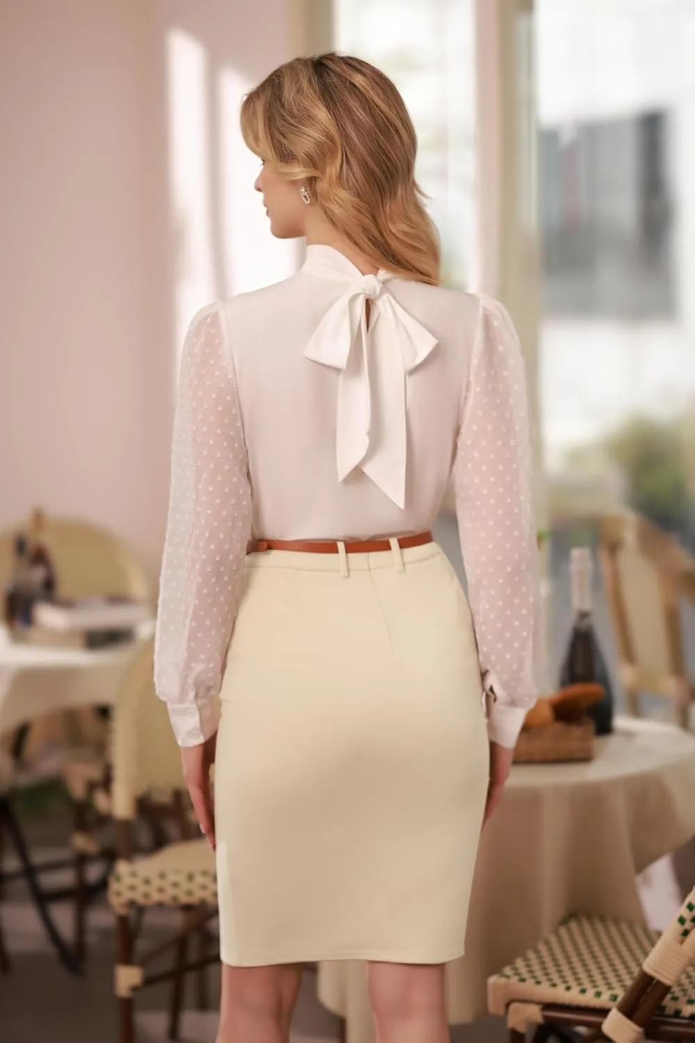 Belle Poque Women's Stretchy Pencil Skirts for Women Womens High Waist Midi Skirt Bodycon Pencil Skirts Vintage with Belt