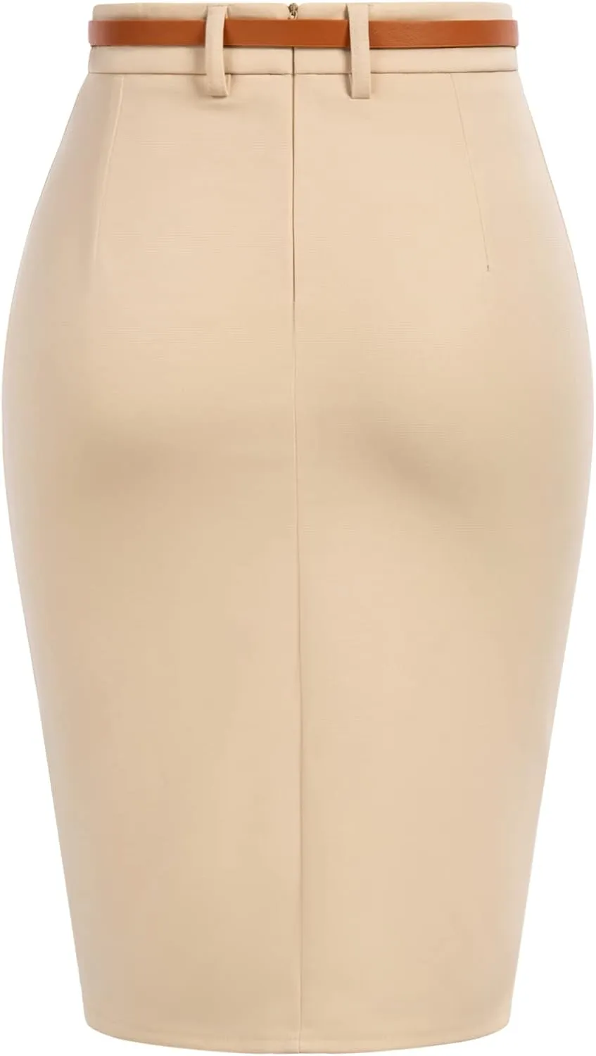 Belle Poque Women's Stretchy Pencil Skirts for Women Womens High Waist Midi Skirt Bodycon Pencil Skirts Vintage with Belt