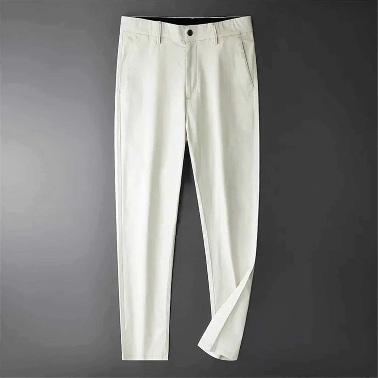 Black Pants Men Solid Color Casual Mid Straight Men Pants Cotton Thin Elastic Breathable Comfortable Trousers