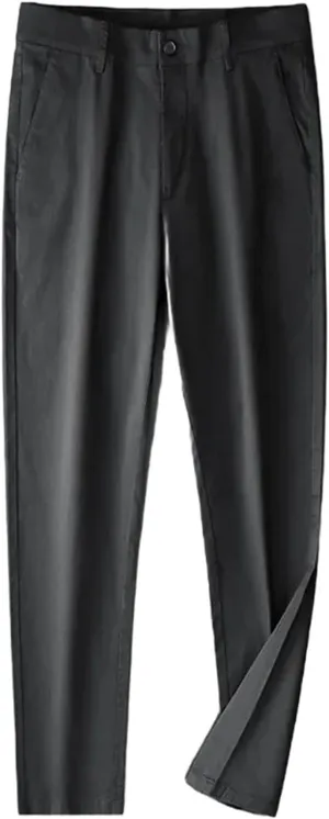 Black Pants Men Solid Color Casual Mid Straight Men Pants Cotton Thin Elastic Breathable Comfortable Trousers