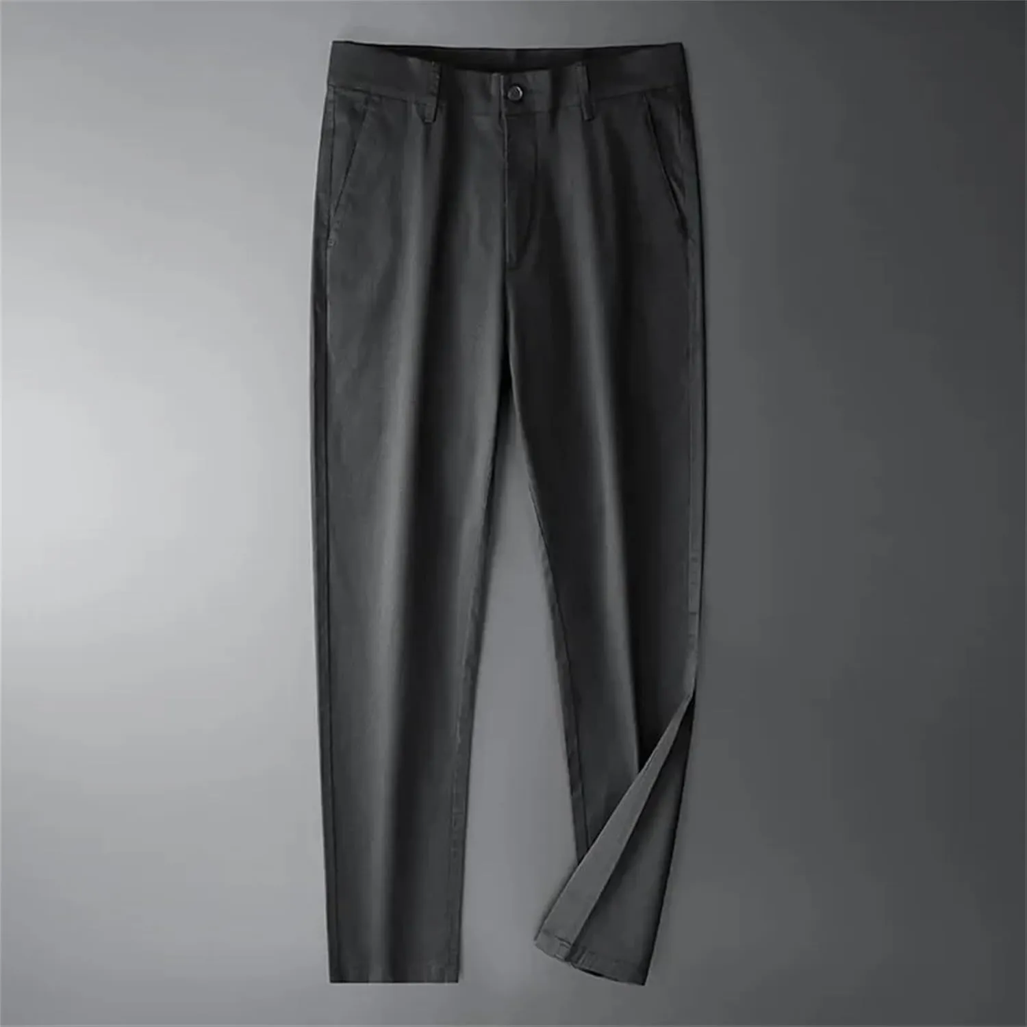 Black Pants Men Solid Color Casual Mid Straight Men Pants Cotton Thin Elastic Breathable Comfortable Trousers