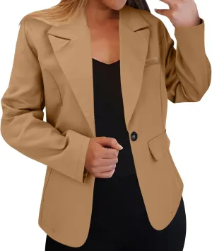 Blazers for Women 2025 Long Sleeve Open Front Cardigan Work Suit Spring Fashion Button Down Solid Elegant Blazer