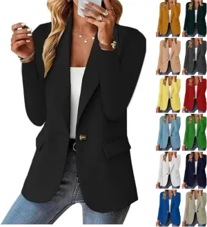 Blazers for Women 2025 with Pocket Business Casual Jacket Long Sleeve Open Front Cardigan Work Suit Fashion Blazers