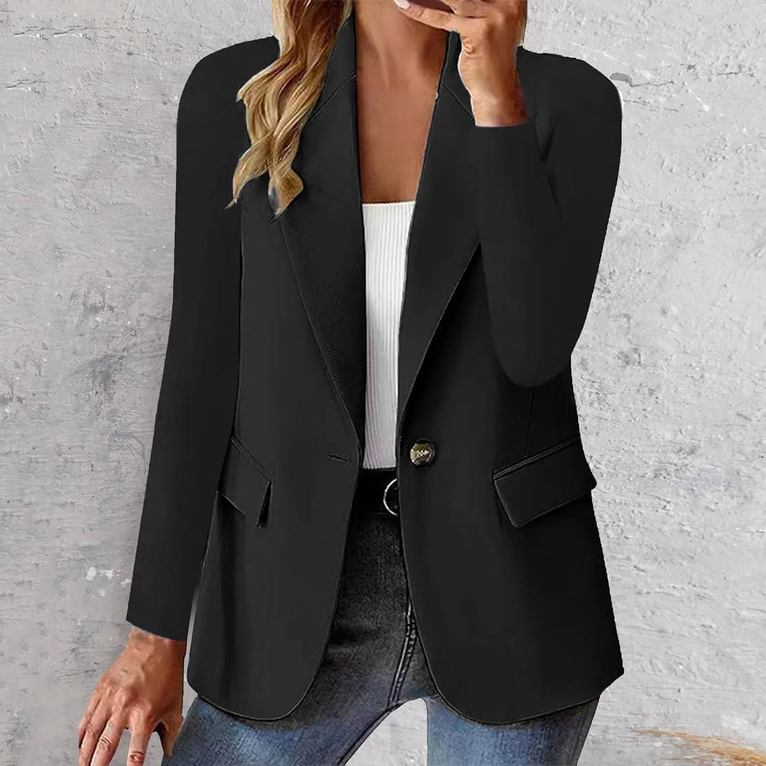 Blazers for Women Business Casual 2025 Trendy Long Sleeve Open Front Cardigan Jackets Spring Loose Work Office Blazer