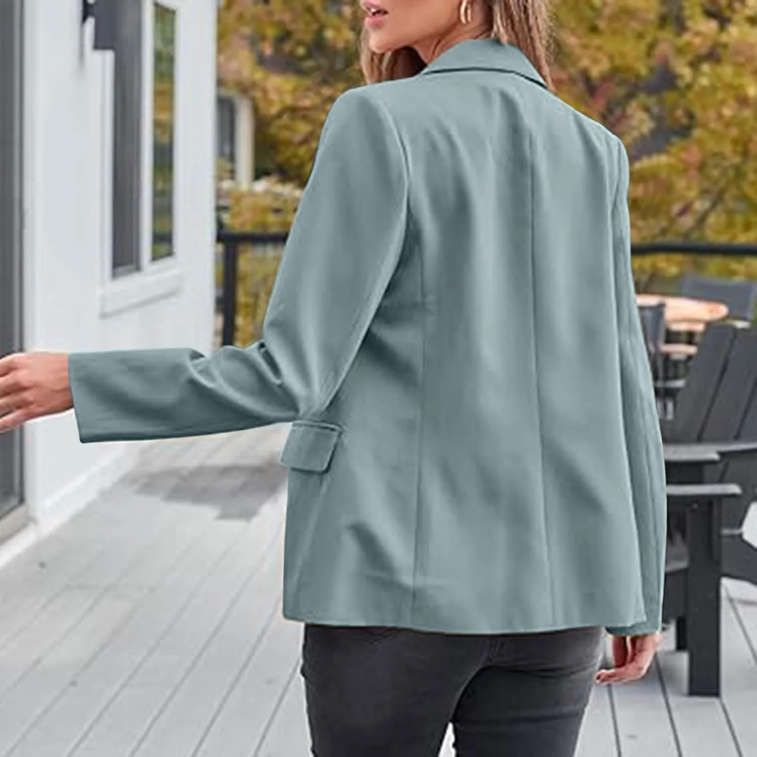 Blazers for Women Business Casual Long Sleeve Lapel Open Front Button Work Office Blazer Jackets with Pockets 2024