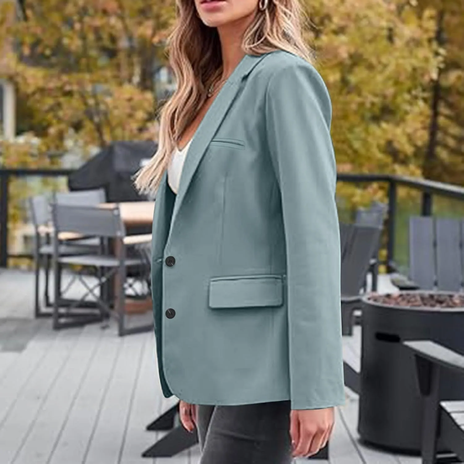 Blazers for Women Business Casual Long Sleeve Lapel Open Front Button Work Office Blazer Jackets with Pockets 2024