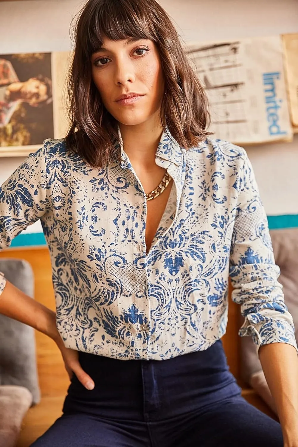 Blouses for Women Fashion, Long Sleeve Button Down Shirts Dressy Casual Tops