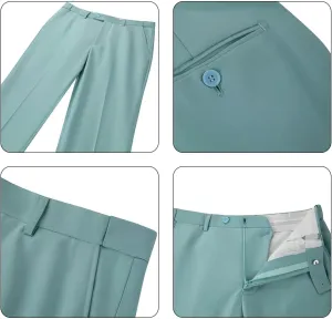 Bofan Mens Suit Pants Expandable-Waist Flat Front Straight Fit Suit Trousers for Men