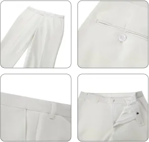 Bofan Mens Suit Pants Expandable-Waist Flat Front Straight Fit Suit Trousers for Men