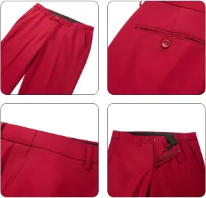Bofan Mens Suit Pants Expandable-Waist Flat Front Straight Fit Suit Trousers for Men