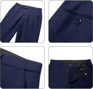 Bofan Mens Suit Pants Expandable-Waist Flat Front Straight Fit Suit Trousers for Men