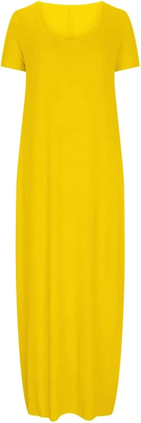 Boho Dresses for Women 2025 Summer Maxi Y2k Solid Color Long Dress Short Sleeve V Neck Flowy Beach Sundress