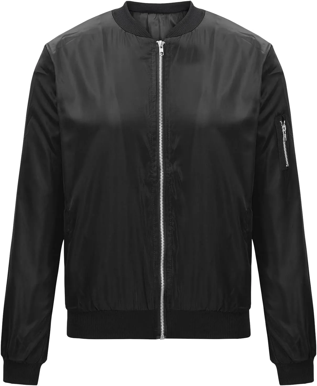 Bomber Jackets for Women Casual Coats Fall Zip Up Jacket Long Sleeve Tops Lightweight Open Front Cardigan