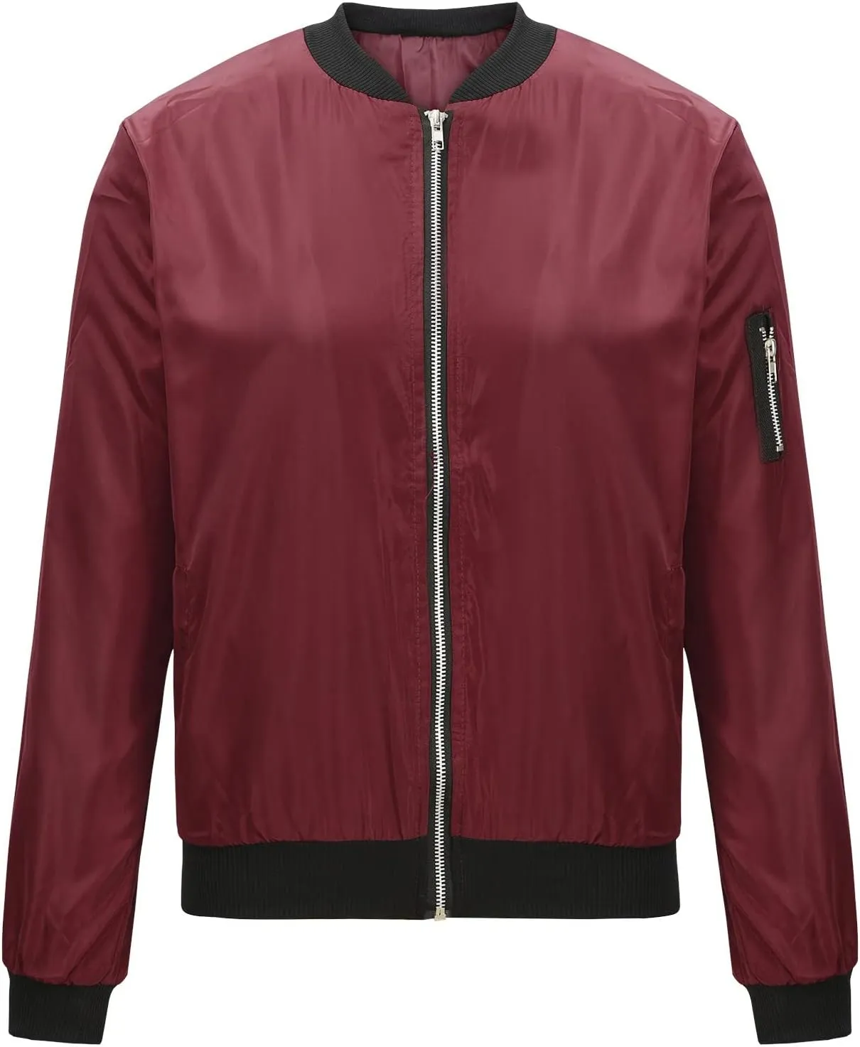 Bomber Jackets for Women Casual Coats Fall Zip Up Jacket Long Sleeve Tops Lightweight Open Front Cardigan