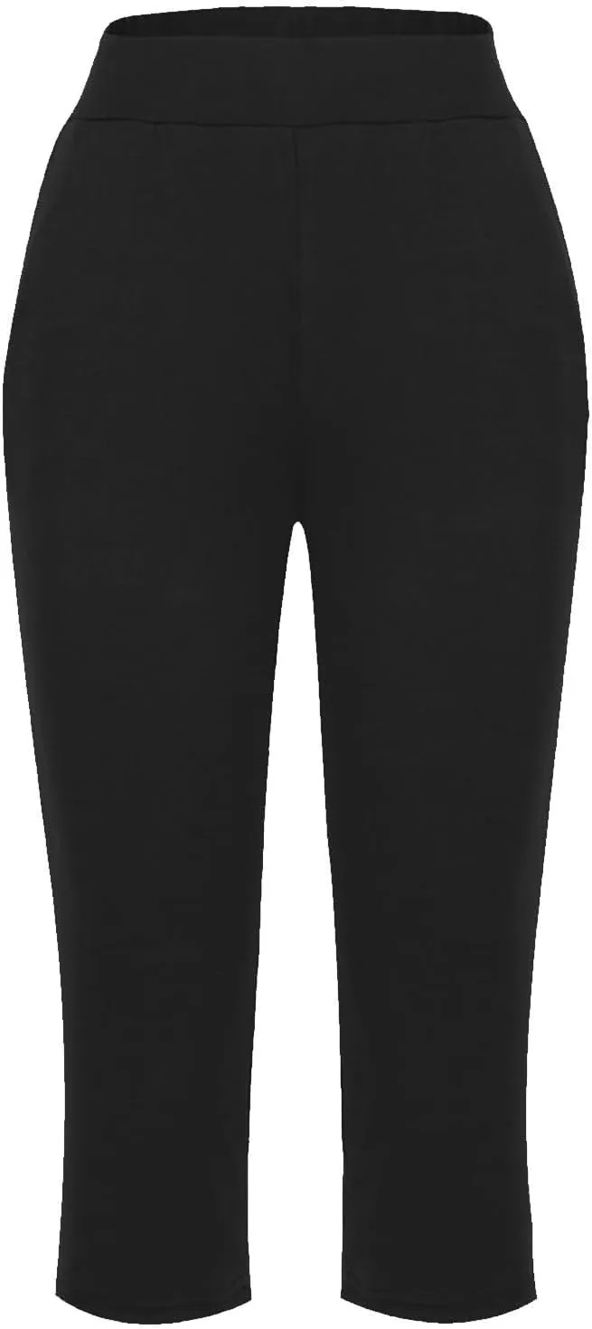 Capris for Women Casual Summer Wide Leg Crop Pants Loose Comfy Drawstring Yoga Jogger Capri Pants with Pockets