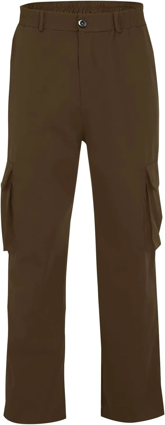 Cargo Pants for Men Comfy Wearable Multi Pocket Elastic Waist Straight Leg Trousers Fashion Hiking Jogging Sweatpants