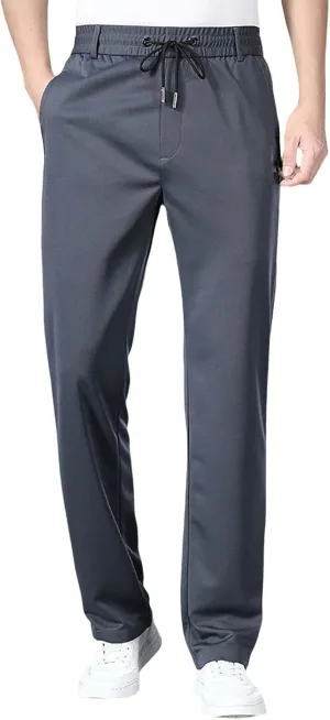 Casual Suit Pants for Men Business Office Work Straight Leg Trousers Fashion Drawstring Stretch Loose Pants Plus Size