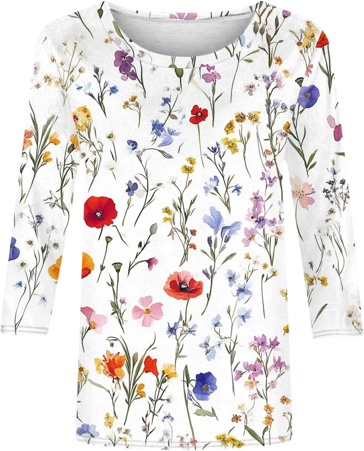 Ceboyel 3/4 Sleeve Tops for Women Summer Floral Paisley Print Tees Shirts Trendy Ladies Blouses Dressy Casual Clothing 2023