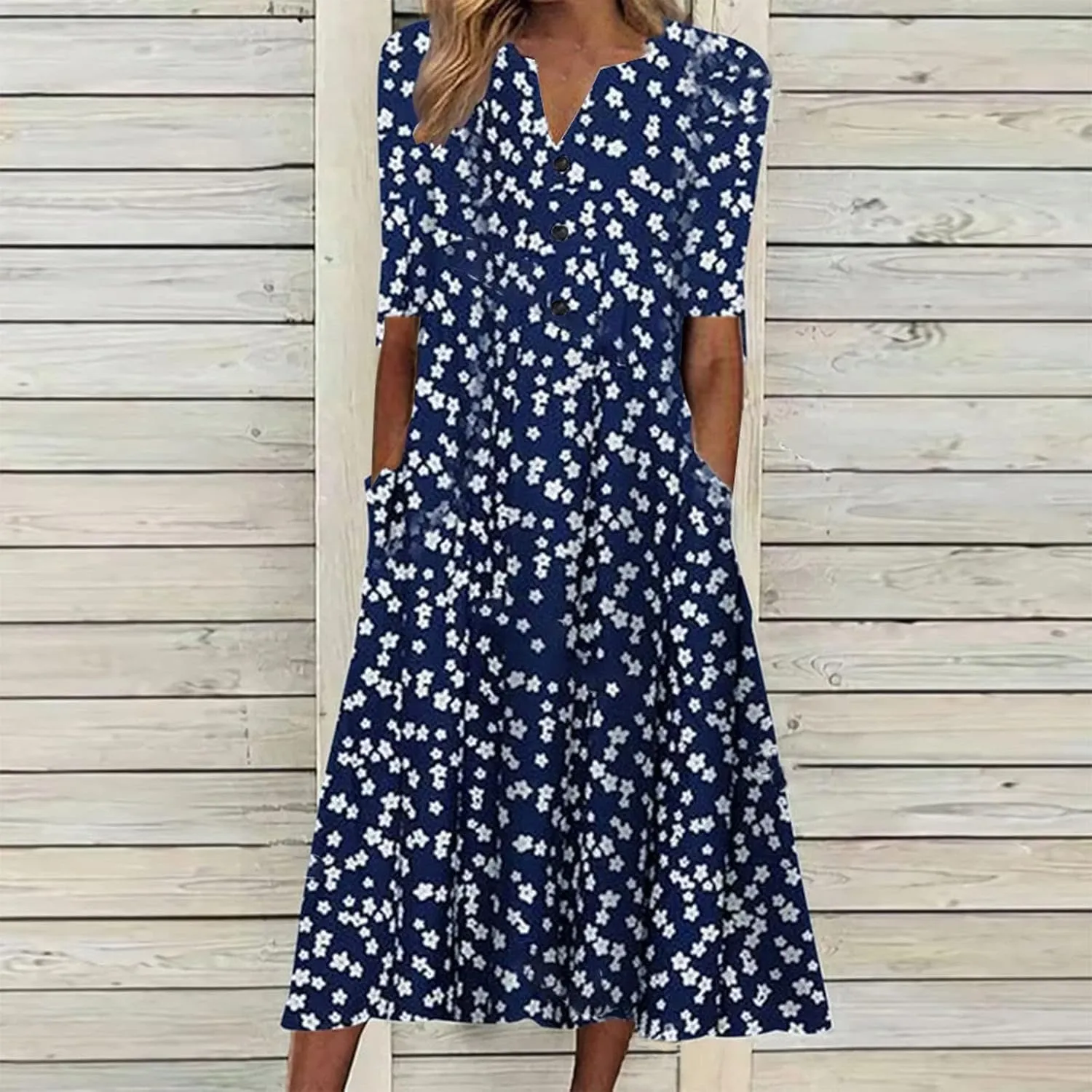 Ceboyel Summer Boho Dresses for Women 2023 Short Sleeve Maxi Long Dress Floral Print Casual Dress Trendy Ladies Outfits