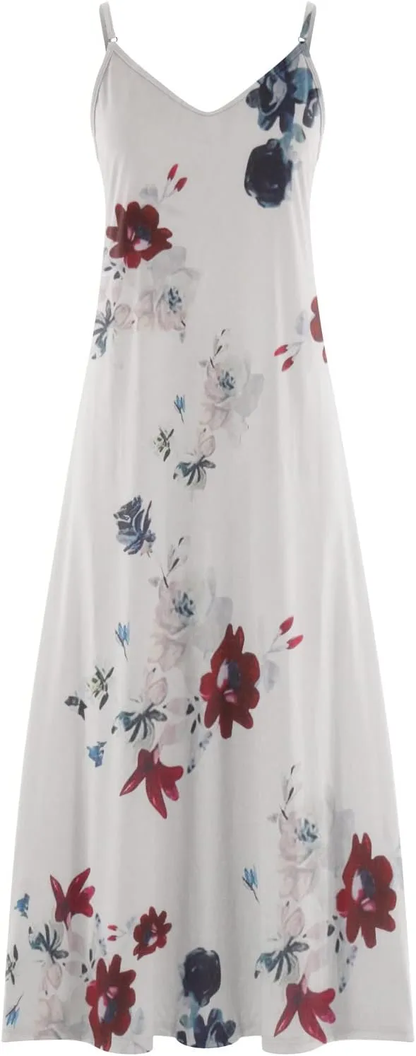 Ceboyel Women Floral Spaghetti Strap Sundress Casual Summer Long Maxi Dress Vneck Sexy Boho Dresses Trendy Beach Clothes 2024