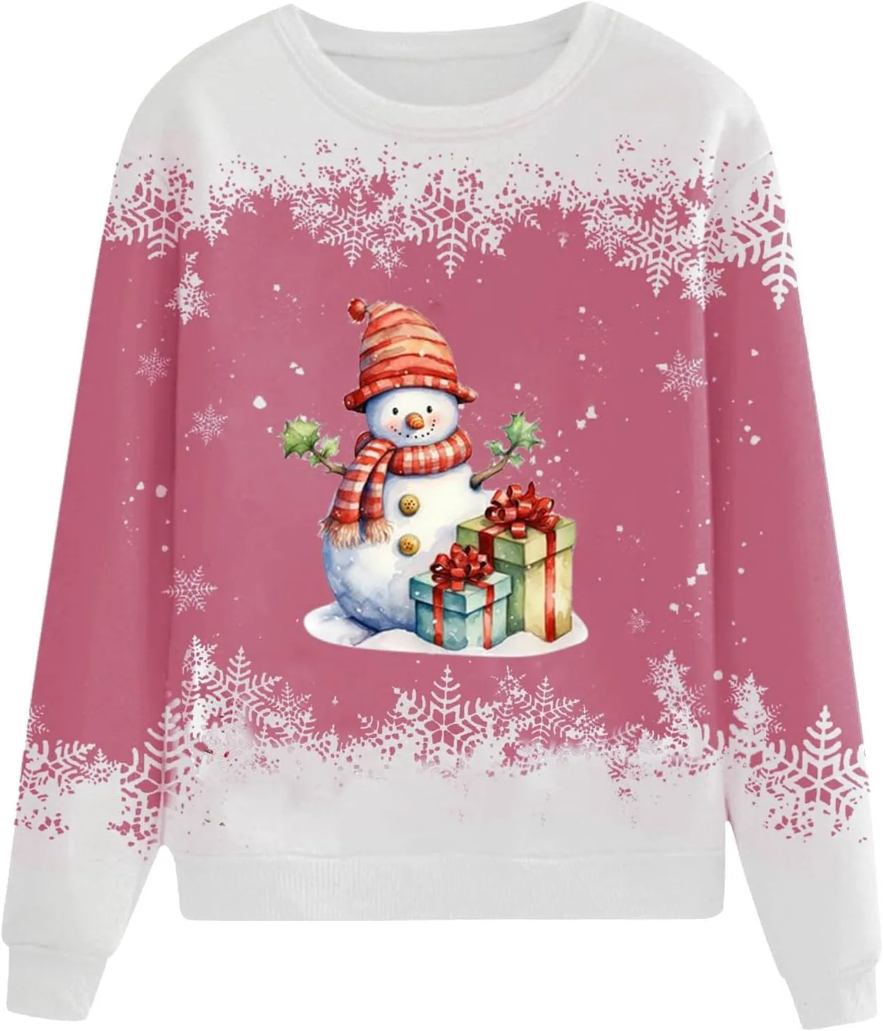 Christmas Sweatshirt for Women Funny Cute Snowman Graphic Fall Tops Casual Holiday Long Sleeve Crewneck Tunic Shirt