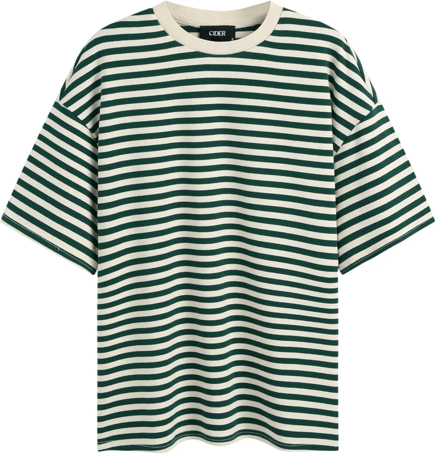 CIDER Striped Oversized Top for Women Crew Neck Short Sleeve Loose Casual Tops