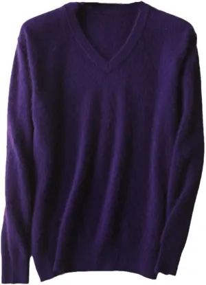 Classic Men's Cashmere Sweaters Solid Color V-Neck Casual Knitted Pullovers Winter Men Long Sleeve Warm Jumper