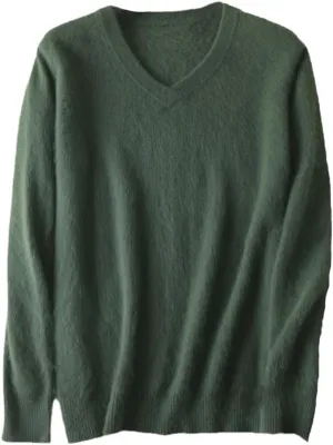 Classic Men's Cashmere Sweaters Solid Color V-Neck Casual Knitted Pullovers Winter Men Long Sleeve Warm Jumper
