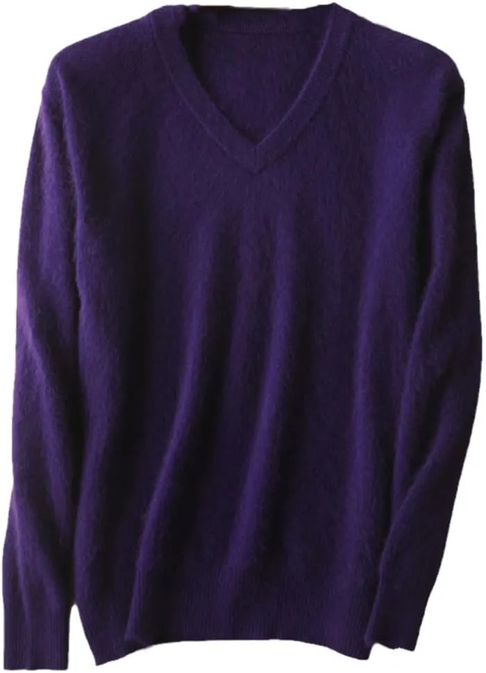Classic Men's Cashmere Sweaters Solid Color V-Neck Casual Knitted Pullovers Winter Men Long Sleeve Warm Jumper