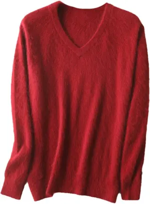 Classic Men's Cashmere Sweaters Solid Color V-Neck Casual Knitted Pullovers Winter Men Long Sleeve Warm Jumper