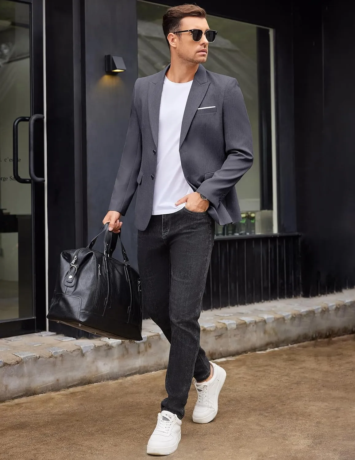 COOFANDY Mens Blazer Casual Two Buttons Sport Coat Slim Fit Lightweight Suit Jackets