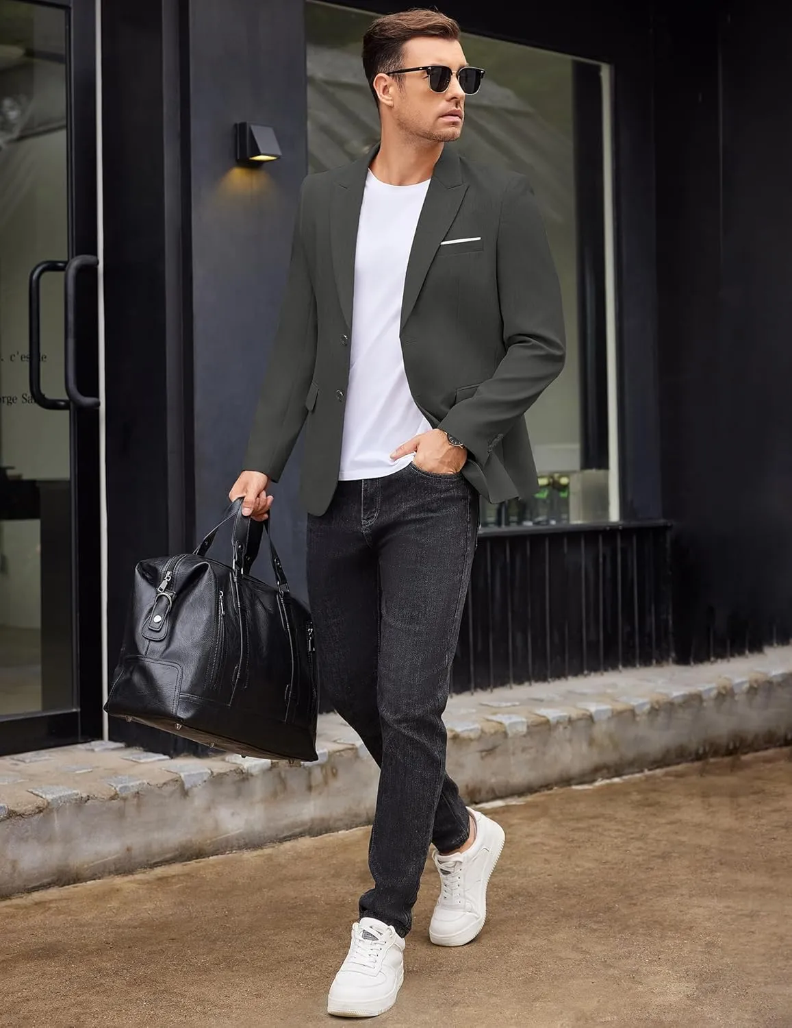 COOFANDY Mens Blazer Casual Two Buttons Sport Coat Slim Fit Lightweight Suit Jackets