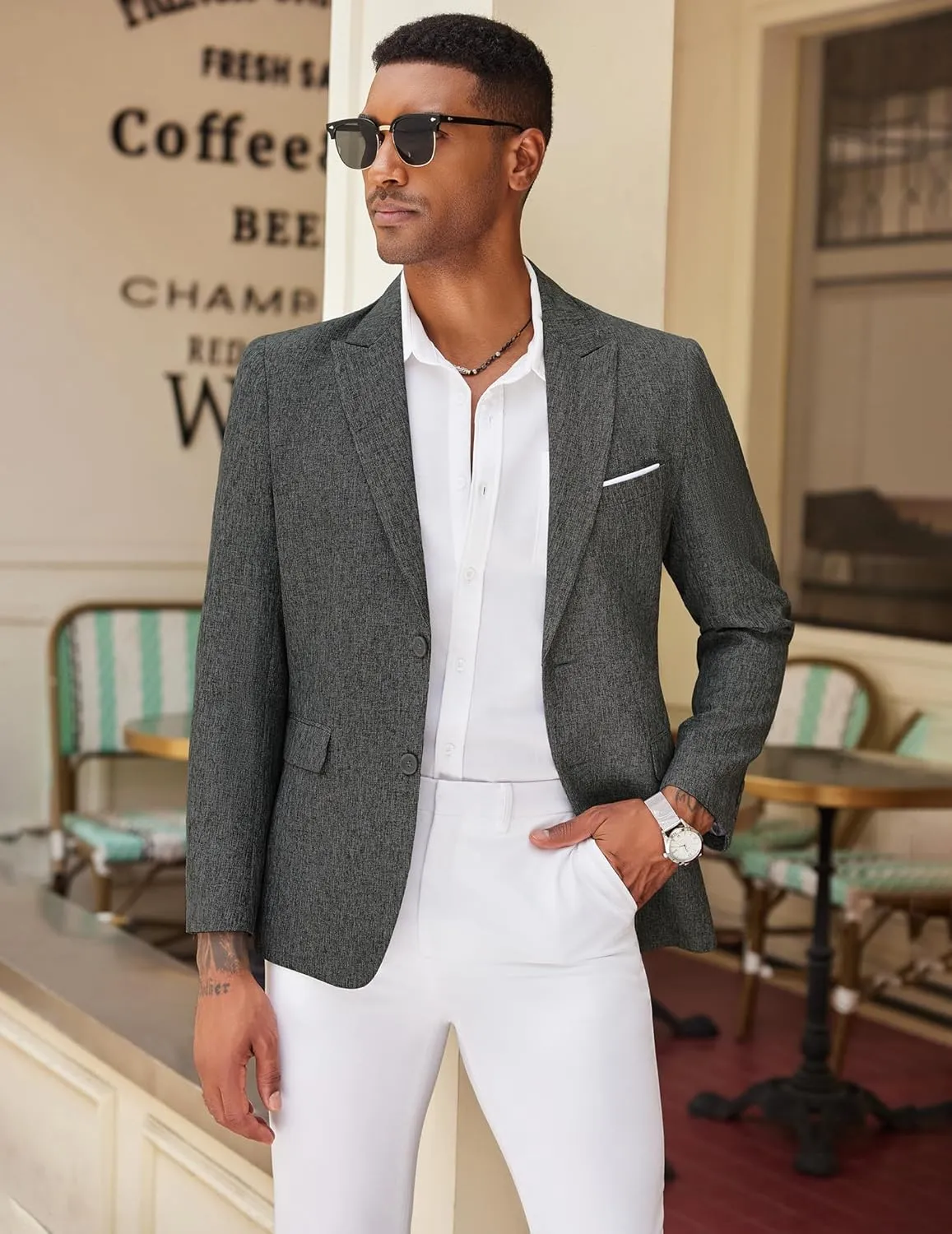 COOFANDY Mens Blazer Casual Two Buttons Sport Coat Slim Fit Lightweight Suit Jackets