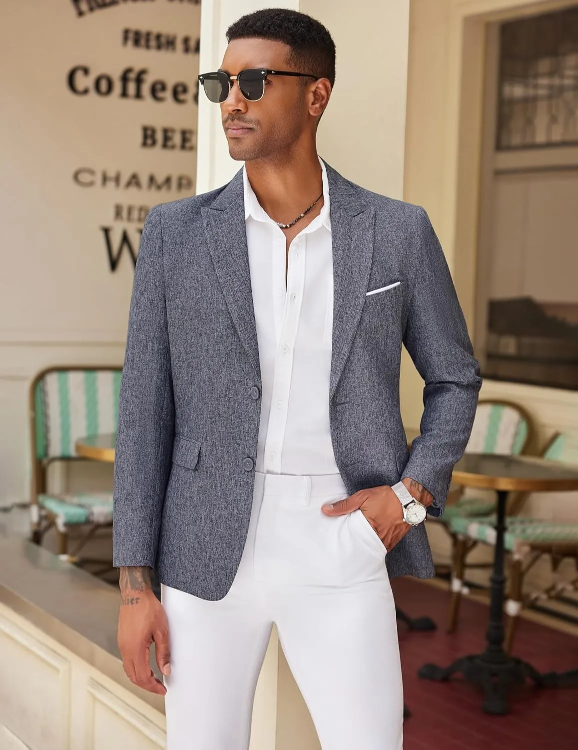 COOFANDY Mens Blazer Casual Two Buttons Sport Coat Slim Fit Lightweight Suit Jackets