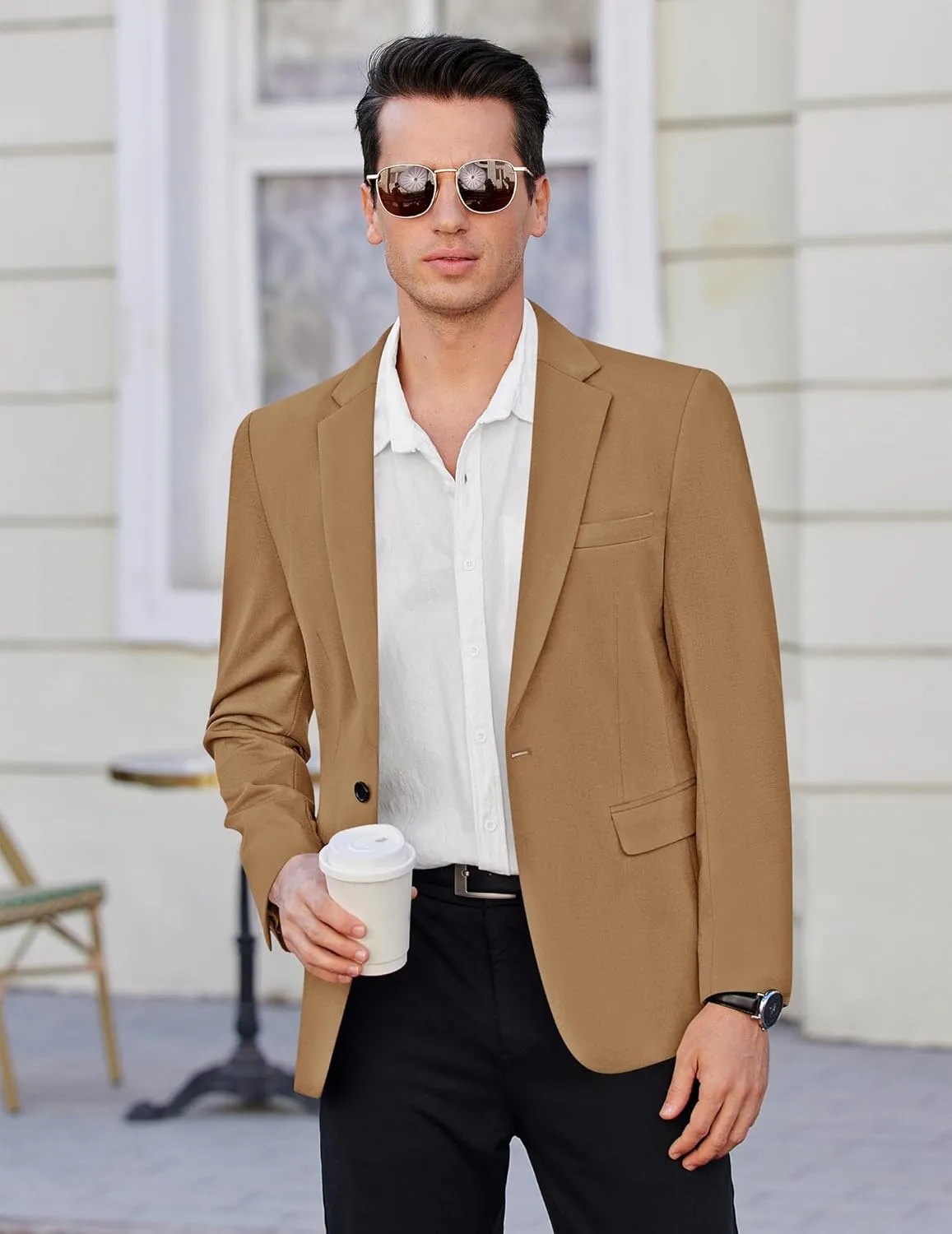 COOFANDY Mens Blazer Jacket One Button Casual Suit Jackets Stretch Knit Sport Coat