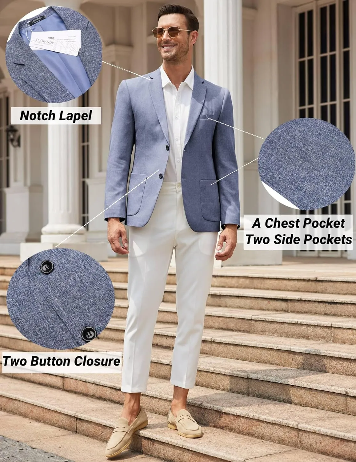 COOFANDY Mens Casual Blazer Sport Coat Lightweight Two Button Business Suit Jackets