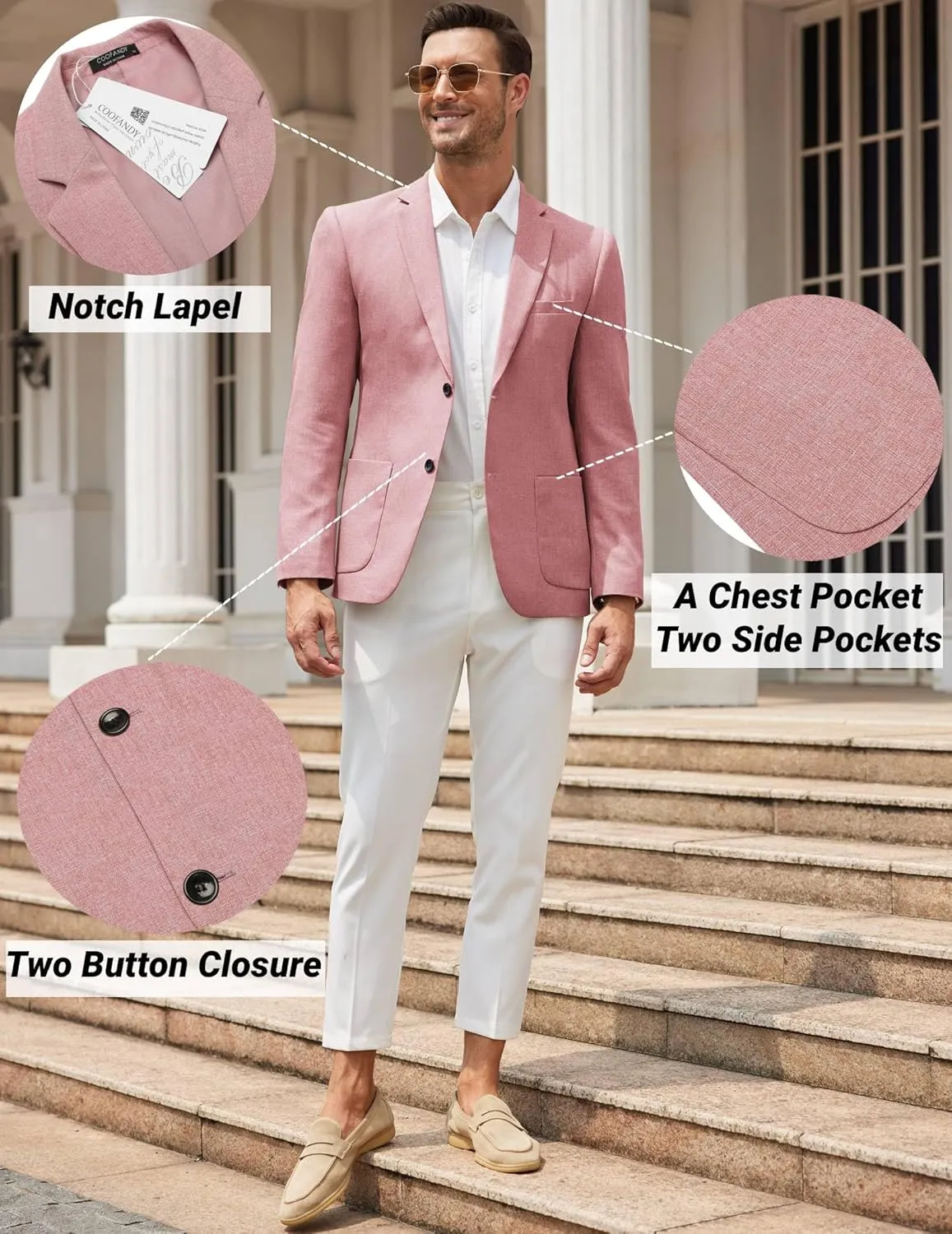 COOFANDY Mens Casual Blazer Sport Coat Lightweight Two Button Business Suit Jackets